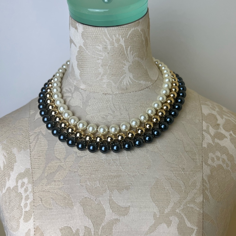 Gold Pearl Navy Necklace